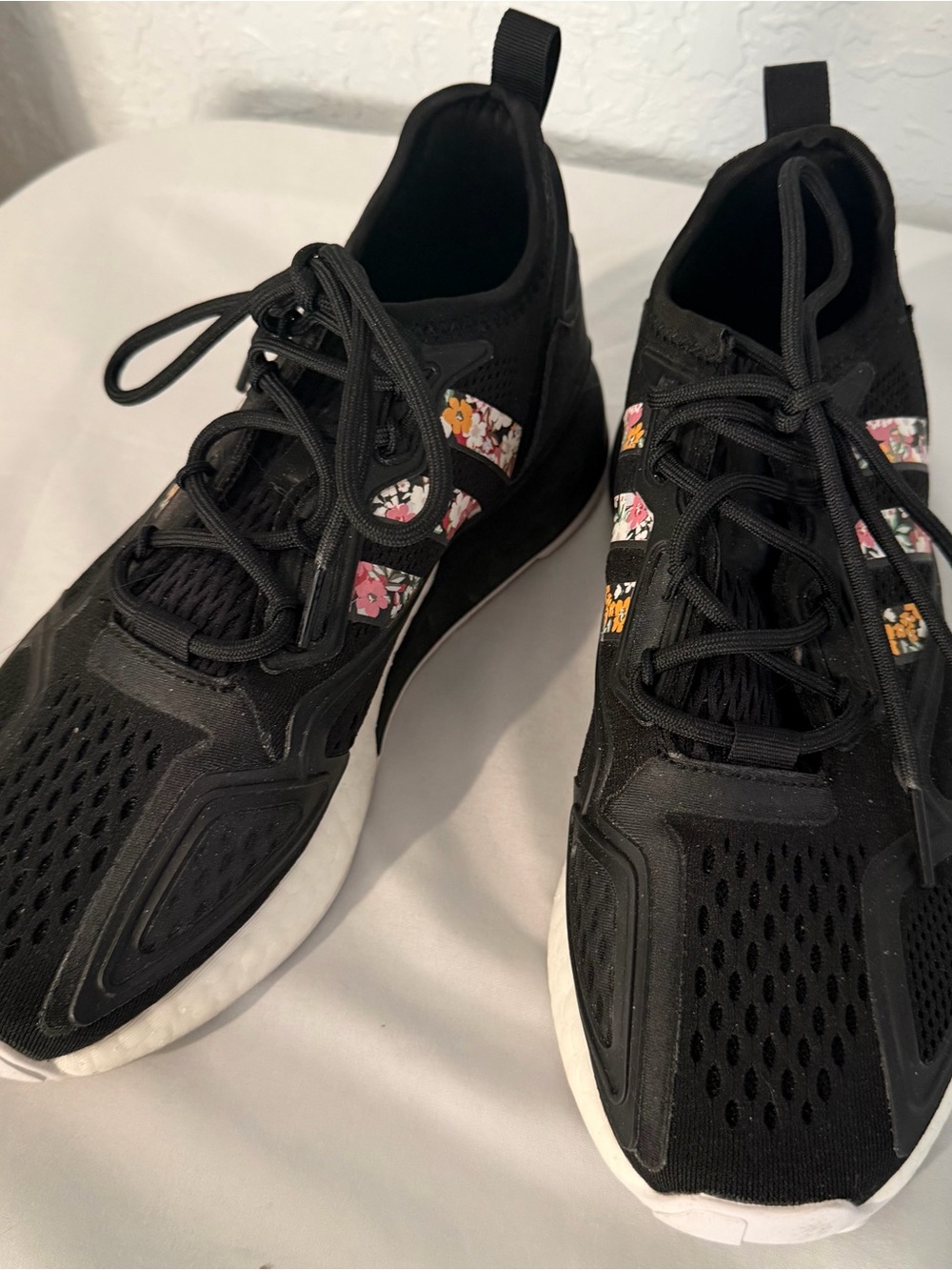 Adidas x Her Studio London Black Athletic Shoes with Floral Accent